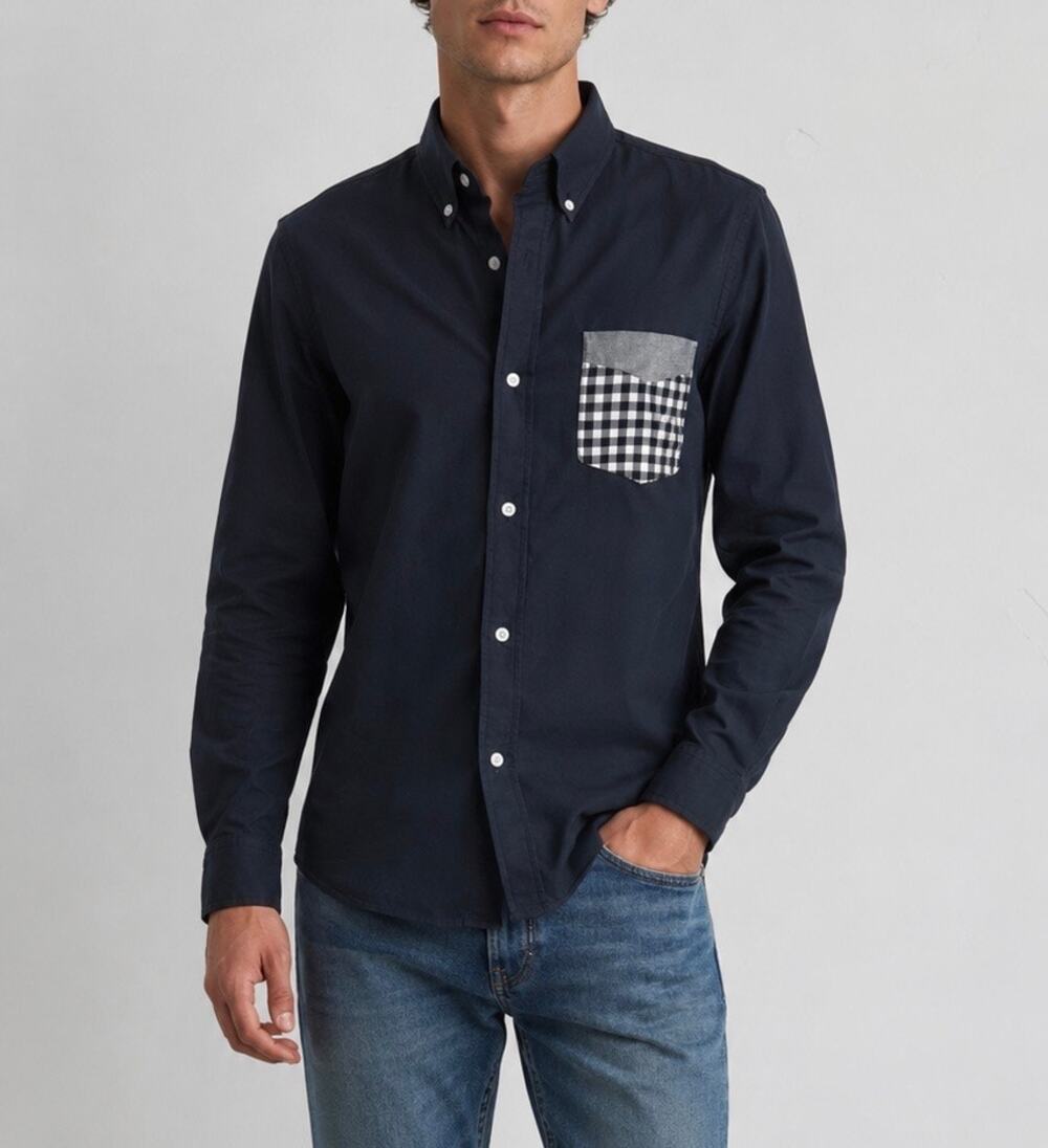 Band of Outsiders Black Oxford Shirt Contrast Pocket Button Down Men's Size 2